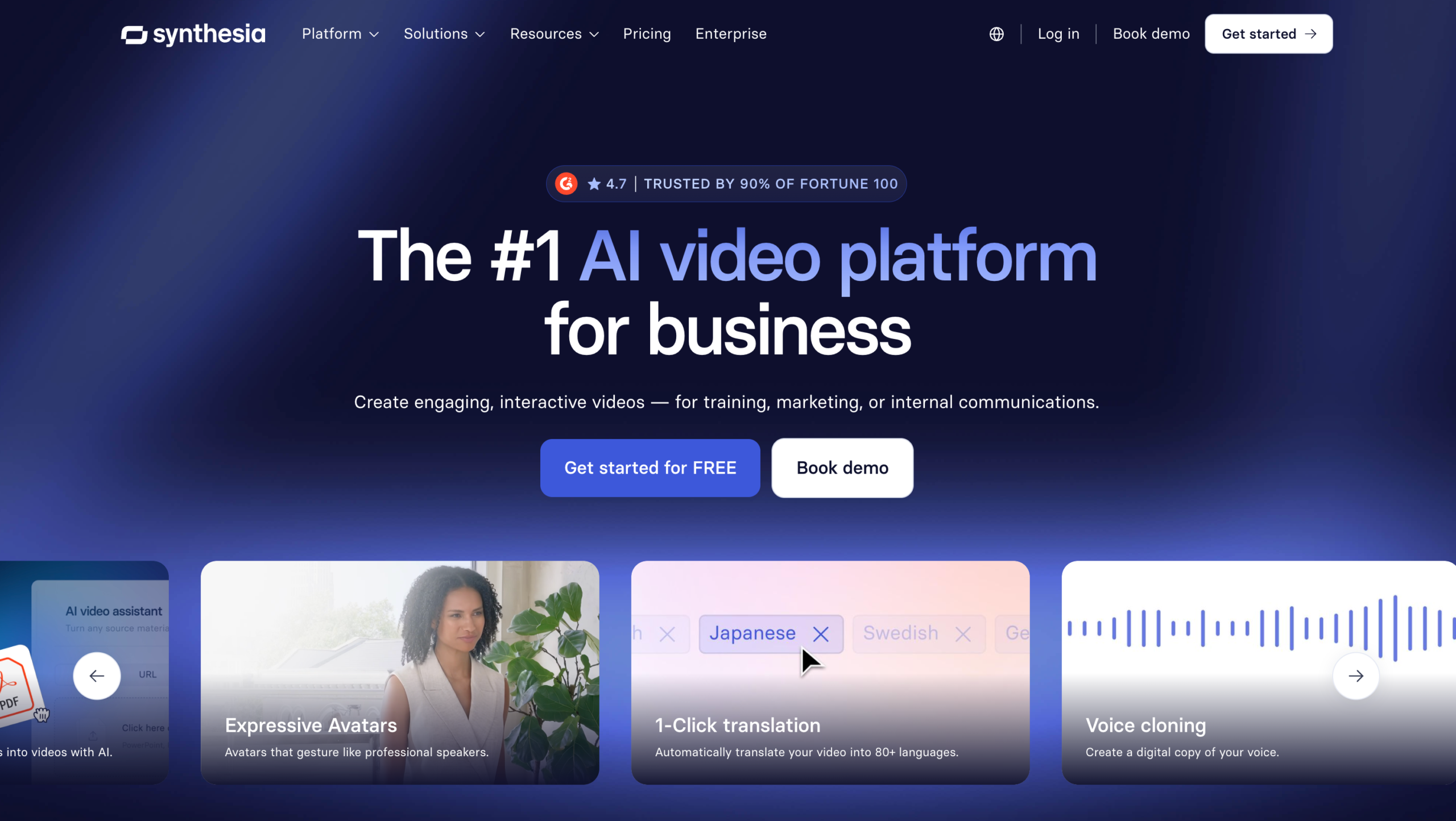 Synthesia AI video platform for business