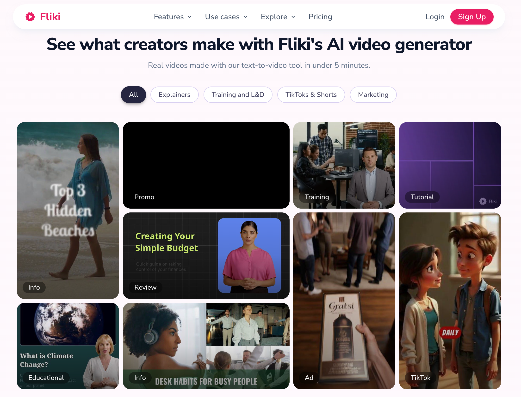 Fliki AI video generation interface for ecommerce content
