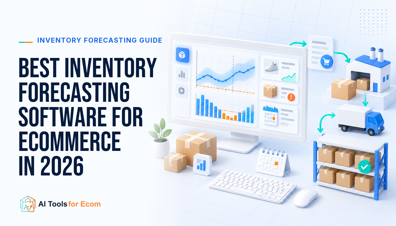 Ecommerce inventory forecasting dashboard connecting demand planning, purchase orders, deliveries, and warehouse stock