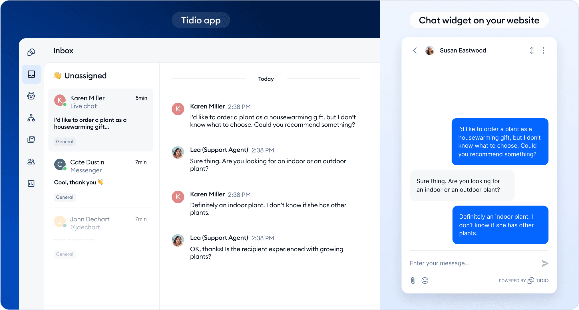 Tidio Lyro AI Agent product recommendation workflow for an ecommerce customer conversation