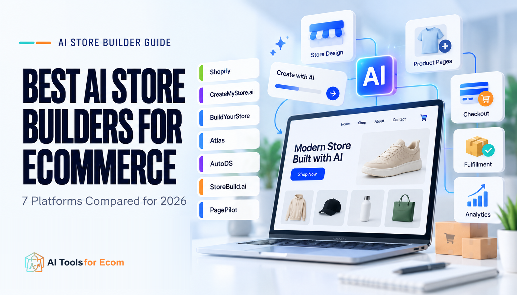 Best AI store builders for ecommerce with a 3D workflow connecting store design, products, and launch tools