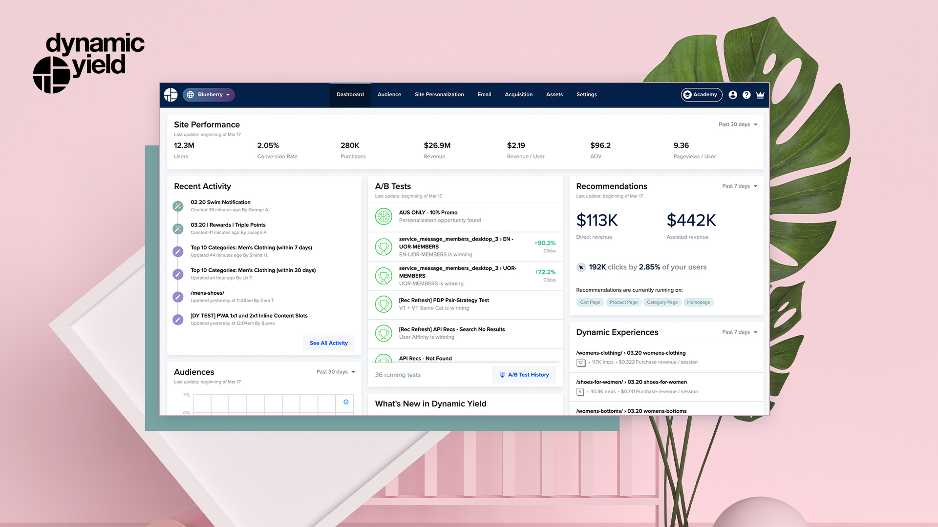 Dynamic Yield official visual presenting personalization and experience testing